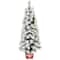 5ft. Pre-Lit Snowy Pogue Pine Entrance Artificial Christmas Tree in Red Base, Warm White LED Lights